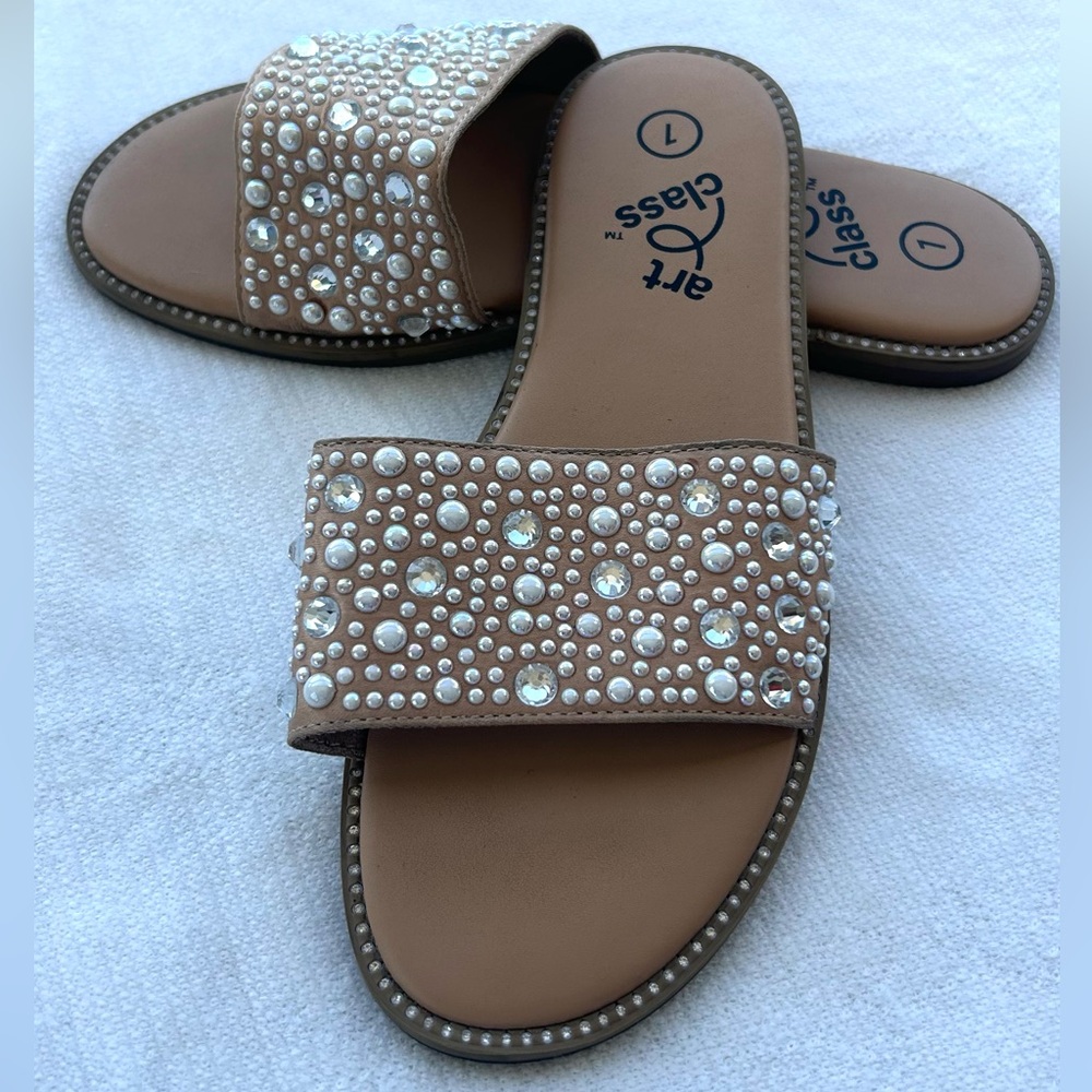 Art Class Girls Sandals with Pearl Embellishments
